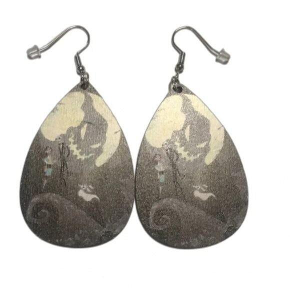 Nightmare Before Christmas Earrings Jack Sally Teardrop Dangle Halloween - Picture 1 of 4